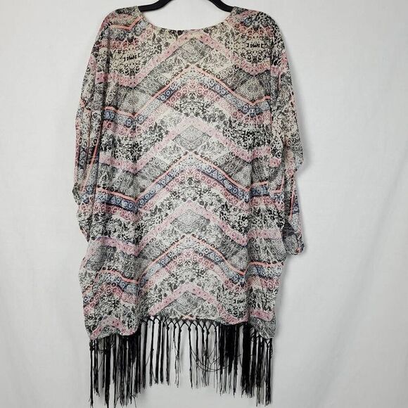 Maurices 0/1x Plus Black Fringe Cover Top - Picture 2 of 5